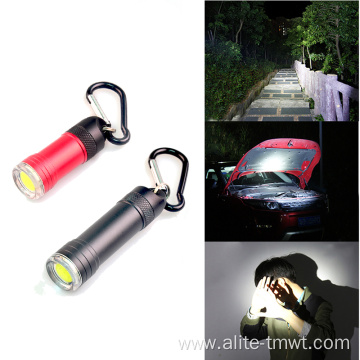 COB LED Keychain Flashlight Carabiner For Camping